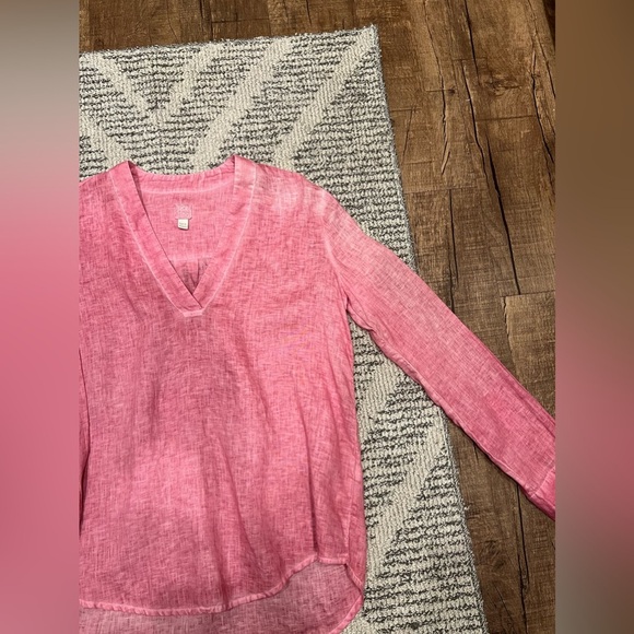 120% lino linen pink  tunic blouse - Picture 3 of 16